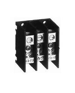 Power Block, PDM Mini-Style Block, 3-Pole, Aluminum, 1 Opening Line Side, 4 Openings Load Side, 115 Amps