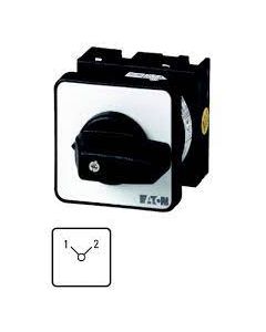 Reversing switches, Contacts: 5, 20 A, front plate: 1-0-2, 45 °, maintained, flush mounting.  T0-3-8401/E