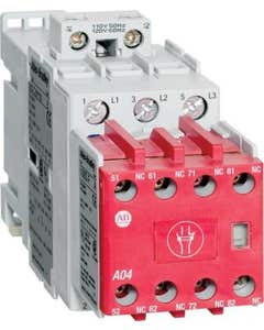 100S-C Safety Contactor, 9A, Line Side, 24V DC (w/Elec. Coil), 3 N.O., 3 N.O. 2 N.C., Bifurcated Contact