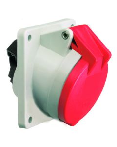 Panel mounting socket outlet, angled 32A 4p 400V 6h IP44 screw terminals