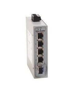 Stratix 2000 unmanaged switch, 4 copper 10/100 ports, 1  Singlemode 100 meg preinstalled fiber SFP module