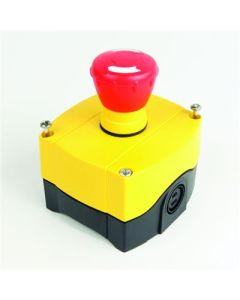 1-Hole Enclosure E-Stop Station, Plastic, Metric, Twist-to-Release 40mm, Non-Illuminated, 1 N.C.