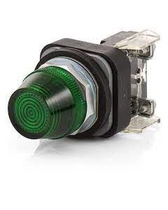 30.5mm Type 4/13 Pilot Light, Full Voltage, No Test Option, Incand., Green, 24V AC/DC