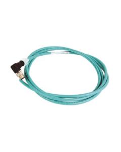 1585 Ethernet Cables Cat5e, 100BASE-TX, 100 Mbit/s, 4 Conductors, M12, Right Angle Male, Standard, M12, Right Angle Male, Teal Robotic TPE, 4 Conductor, Teal TPE, Flex Rated