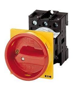 Main switch, 3 pole, 32 A, Emergency-Stop function, Lockable in the 0 (Off) position, rear mounting