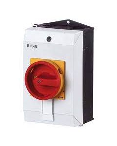 Main switch, 6 pole + 1 N/O + 1 N/C, 32 A, Emergency-Stop function, 90 °, Lockable in the 0 (Off) position, surface mounting