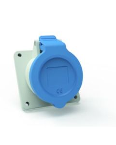 INNOLINQ Panel mounting socket Quick-Connect, angled 32A 3p 230V 6h IP54 screwless terminals hinge with internal connection (IA) flange size: 85 x 85 mm