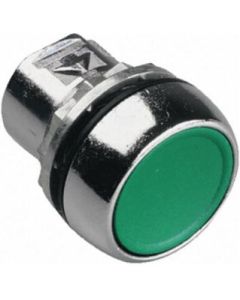 Flush pushbutton. Momentary. Green insert. Chrome bezel. IP66 protection
