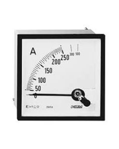 AMMETER-96x96MM, MOVING IRON, SHORT SCALE 90DEG,SCALED:0-200/240A, RATING:0-5/6A,50HZ,CTR:200/5A FITTED WITH A LOW GLARE WINDOW AND TERMINAL COVER class 1.5