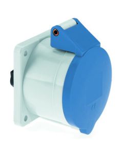 Panel mounting socket outlet TE straight 32A 7p 230V 9h IP44 screw terminals brass contacts flange size: 75 x 75 mm