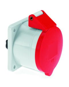 Panel mounting socket outlet TE straight 32A 7p 400V 6h IP44, screw terminals nickel-plated contacts flange size: 75 x 75 mm